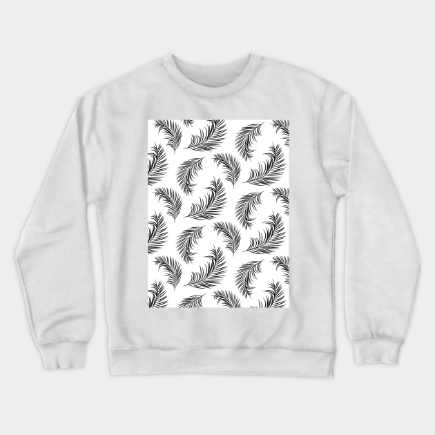 Black and white palm leaves pattern Crewneck Sweatshirt by Spinkly